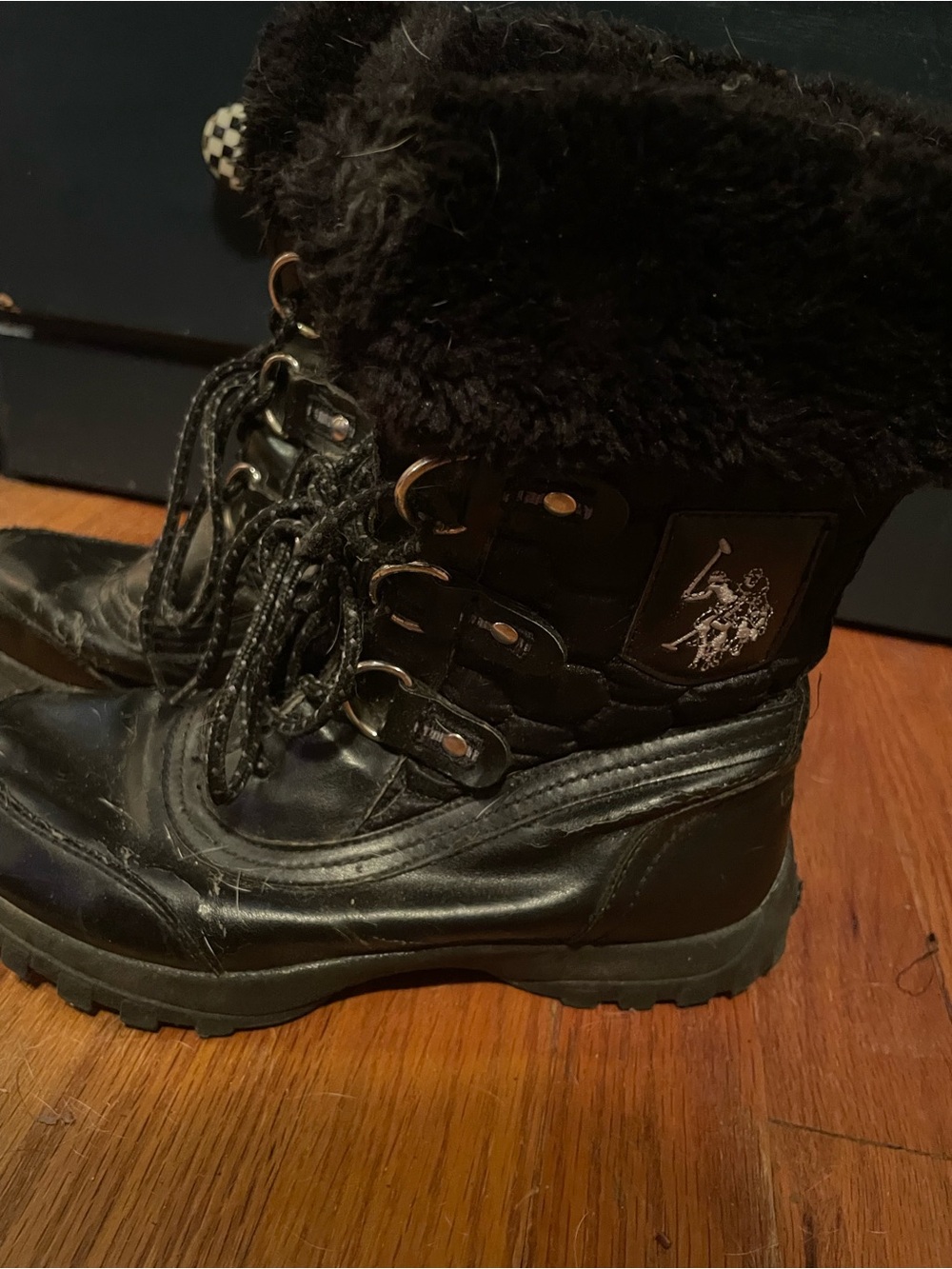 Polo by Ralph Lauren Black Fur Collar Rain & Snow Boots